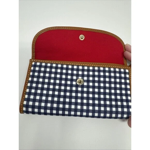 DOONEY & BOURKE Gretta Continental Clutch Slim Wallet Navy White Gingham Check - Picture 4 of 9